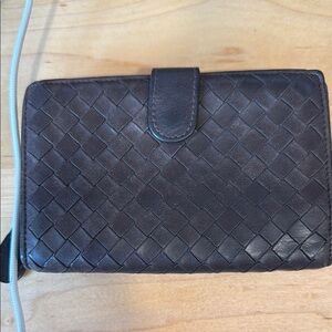 Bottega Veneta Intreciatto woven wallet - dark brown